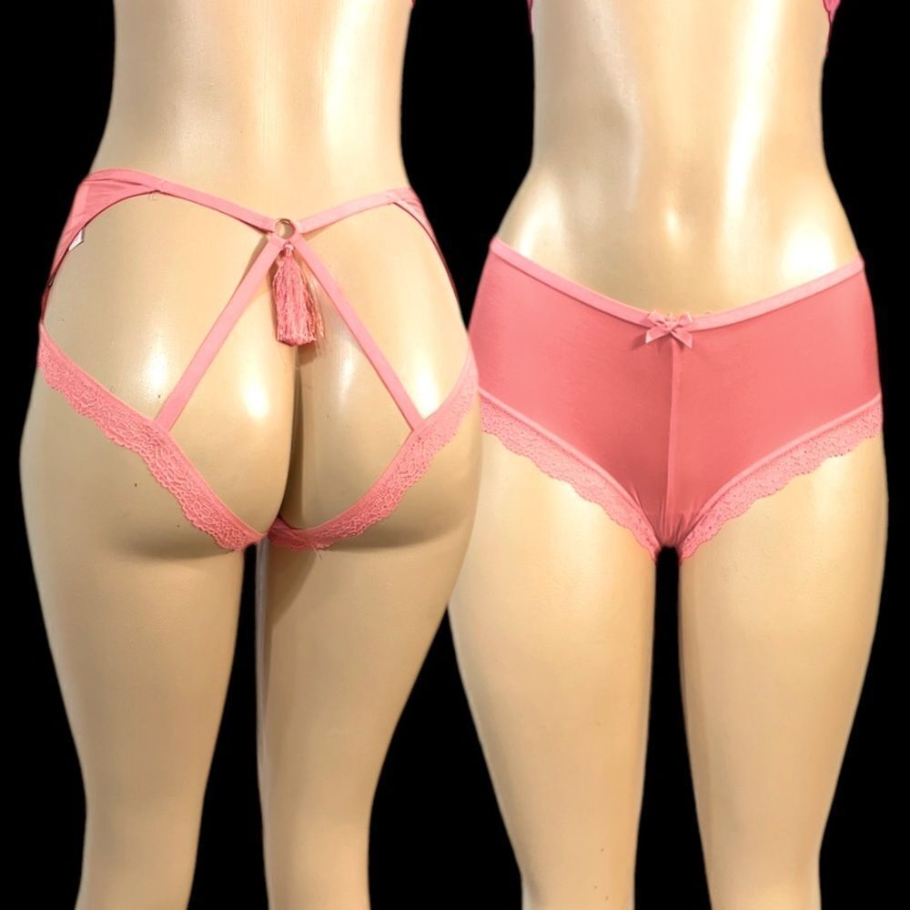 Victorias Secret Very Sexy Smooth Satiny Strappy cheeky panty Ripe Papaya XL